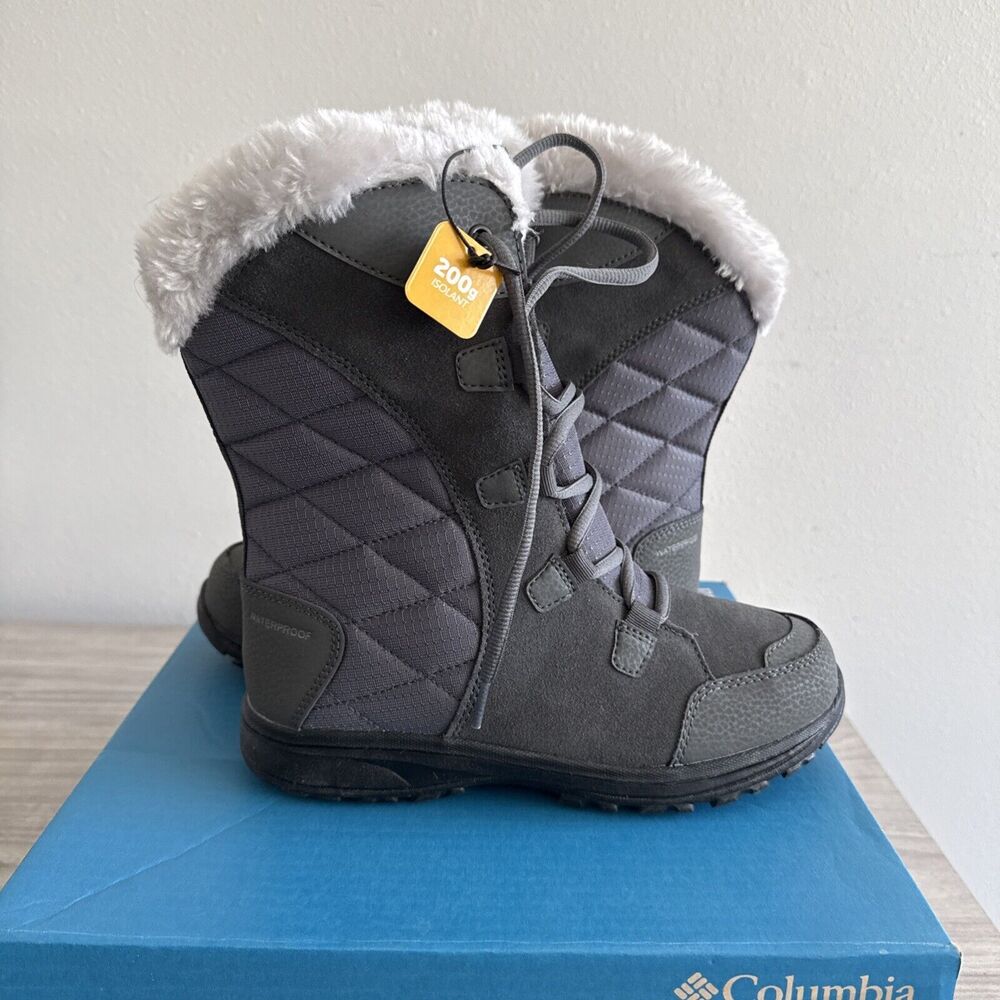 Columbia Women's Ice Maiden II Snow Boots Waterproof Grey Size 6‎ W Box